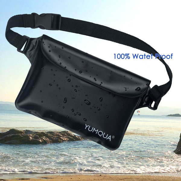 YUMQUA 2 Pack Waterproof Pouch with Adjustable Waist Strap Waterproof Fanny Pack Dry Bags for Boating Swimming Fishing Sailing Beach Water Park