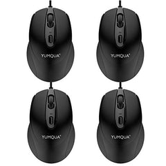 YUMQUA G222 Silent Mouse USB Wired, Office & Home Optical Computer Mouse with 2 Adjustable DPI Levels(800/1200), 4-Button Mouse for PC MacBook Laptop, Fits Left & Right Handed Users