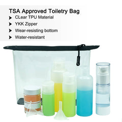 YUMQUA Clear Toiletry Bag, 2 Pack TSA Approved Travel Toiletry Bag with Strap Airport Airline Quart Size Bags TPU Cosmetic Pouch Makeup Bags Carry on Travel Accessories