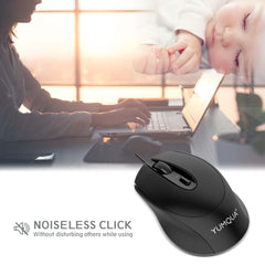 YUMQUA G222 Silent Mouse USB Wired, Office & Home Optical Computer Mouse with 2 Adjustable DPI Levels(800/1200), 4-Button Mouse for PC MacBook Laptop, Fits Left & Right Handed Users