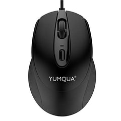 YUMQUA G222 Silent Mouse USB Wired, Office & Home Optical Computer Mouse with 2 Adjustable DPI Levels(800/1200), 4-Button Mouse for PC MacBook Laptop, Fits Left & Right Handed Users