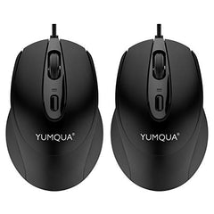 YUMQUA G222 Silent Mouse USB Wired, Office & Home Optical Computer Mouse with 2 Adjustable DPI Levels(800/1200), 4-Button Mouse for PC MacBook Laptop, Fits Left & Right Handed Users
