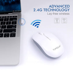 YUMQUA Computer Mouse Wireless with Nano Receiver, 2.4G Optical Silent Cordless Mouse for Laptop Chromebook Notebook PC Desktop