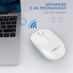 YUMQUA Computer Mouse Wireless with Nano Receiver, 2.4G Optical Silent Cordless Mouse for Laptop Chromebook Notebook PC Desktop
