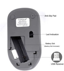 YUMQUA Computer Mouse Wireless with Nano Receiver, 2.4G Optical Silent Cordless Mouse for Laptop Chromebook Notebook PC Desktop