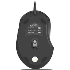 YUMQUA 189-E USB Wired Mouse, Optical Ergonomic Computer Mouse with Upgrade 4 Adjustable DPI (Up to 1600)