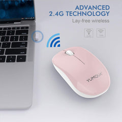 YUMQUA Computer Mouse Wireless with Nano Receiver, 2.4G Optical Silent Cordless Mouse for Laptop Chromebook Notebook PC Desktop