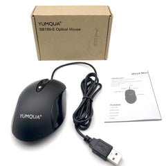 YUMQUA 189-E USB Wired Mouse, Optical Ergonomic Computer Mouse with Upgrade 4 Adjustable DPI (Up to 1600)