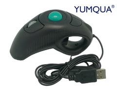 YUMQUA Y-10 Portable Finger Handheld 4D Wired USB Trackball Mouse for Left/ Right Handed Users(Black) Laptop Lovers