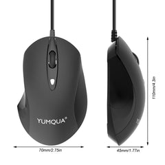 YUMQUA 189-E USB Wired Mouse, Optical Ergonomic Computer Mouse with Upgrade 4 Adjustable DPI (Up to 1600)