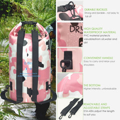 YUMQUA Waterproof Dry Bag Backpack 5L/10L/20L/30L/40L, Roll Top Floating Waterproof Storage Bags for Kayaking, Boating, Swimming, Hiking, Camping and Fishing