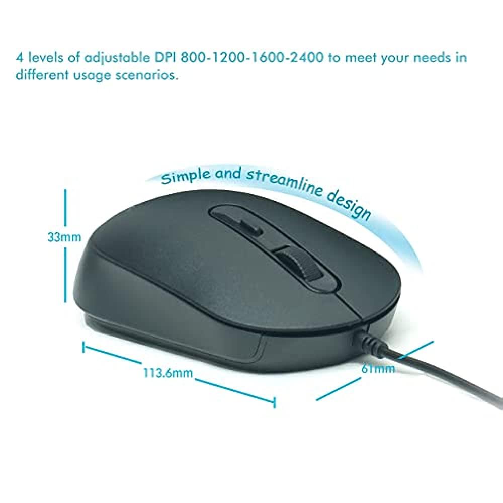 Computer Mou YUMQUA M104 Wired Computer Mouse 3 Pack, Silent Optical USB Corded Mou