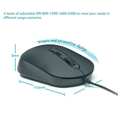 YUMQUA M104 Wired Computer Mouse 3 Pack, Silent Optical USB Corded Mouse Mice Bulk for Laptop PC Chromebook, Black