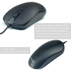 YUMQUA SB101 Wired Computer Mouse 3 Pack, Home Office Noiseless Slim Optical Corded Mouse for Laptop Chromebook Notebook PC Computer