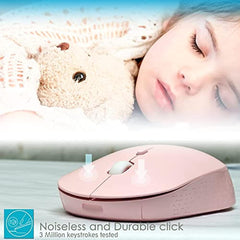 YUMQUA Wireless Mouse for Laptop, Slim 2.4G Optical Silent Computer Mouse with USB Receiver, 3 Levels DPI Cordless Mice for Chromebook PC Windows MacBook -Pink