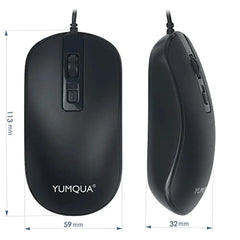 YUMQUA SB101 Wired Computer Mouse 3 Pack, Home Office Noiseless Slim Optical Corded Mouse for Laptop Chromebook Notebook PC Computer