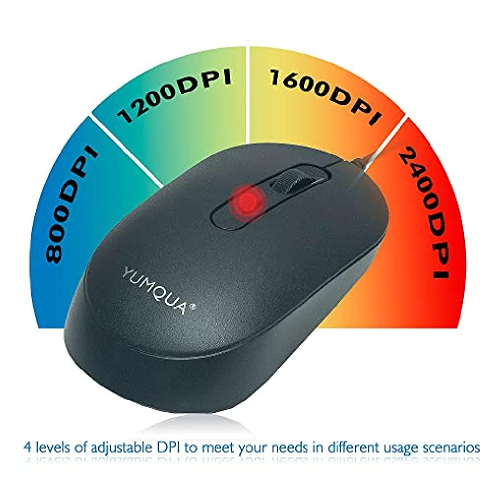 Computer Mou YUMQUA M104 Wired Computer Mouse 3 Pack, Silent Optical USB Corded Mou
